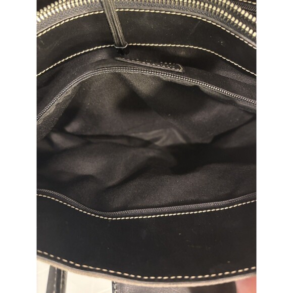 Dooney & Bourke Purse Canvas Medium Handbag Black Logo Canvas Print Tote - Picture 7 of 16